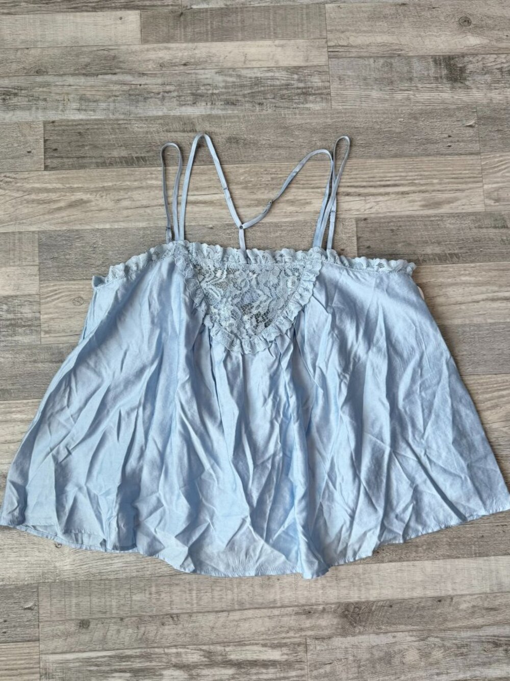 Scoop NWT blue flowy floral lace tank size large A40